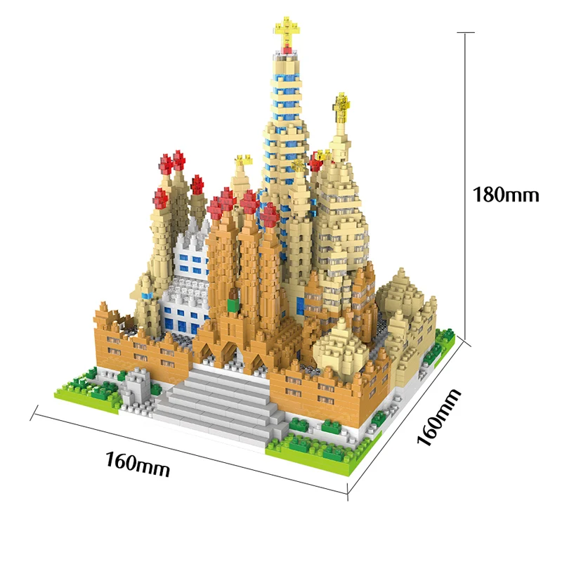Лоз мини-блоки Всемирно известная архитектура Sagrada семья Алмазная церковная Модель Строительный блок кирпичи игрушка для детей - Цвет: Without original box