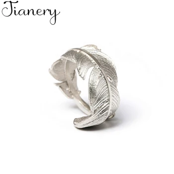 

JIANERY Vintage Retro 925 Sterling Silver Feather Rings For Women Open Finger Rings Bridal Wedding Jewelry Anillos Mujer
