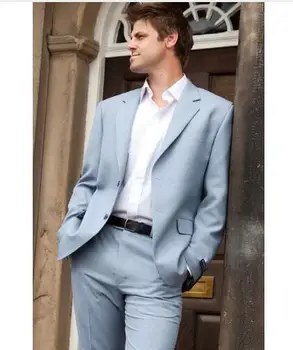 

Custom Made Light Color Men Suit Tuxedos Blazer Costume Homme Groomsmen Mens Prom Cothing Business Suits (Jacket+Pants)