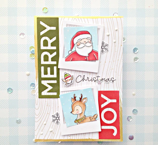 deer&Santa polaroids Hello Bluebird card (1)