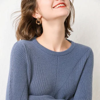 

2020 Autumn Temperament Women's Long Sleeve Winter Round Neck Slim Sweater Korean Plus Size Manufacturer Straight