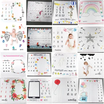 

Cartoon Pattern Infant Baby Milestone Photo Props Background Blankets Play Mats Backdrop Cloth Calendar Photo Accessories Nordic