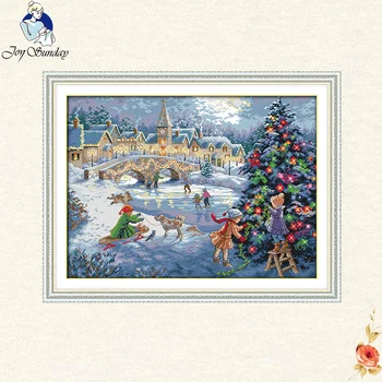 

Christmas gift Winter scenery 11CT 14CT DIY Cross Stitch Kits DIY Needlework Set Wholesale Scenery Cross-stitch Kit Embroidery