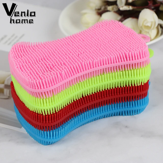 Silicone Dishwash Brush Dish Bowl Cleaning Brush Multifunction Scouring Pad  Pot Pan Wash Brushes Kitchen Cleaner Washing Tool