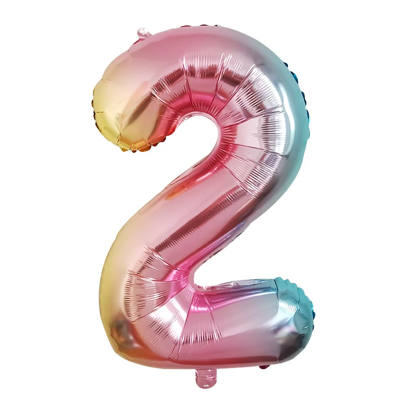 32 дюйма градиентный цвет номер фольги Воздушные шары Радуга цифра День Рождения украшения дети фигура Свадебный шар шоу ребенка