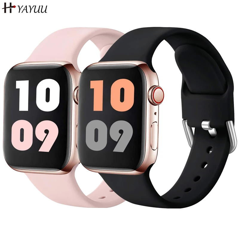 YAYUU спортивный ремешок для Apple Watch 38 мм 40 42 44 мягкий силиконовый сменный iWatch SE Series 6 5