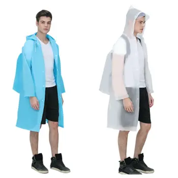 

Fashion Women men EVA Transparent Raincoat Portable Outdoor Travel Rainwear Waterproof Camping Hooded Plastic Rain Cover
