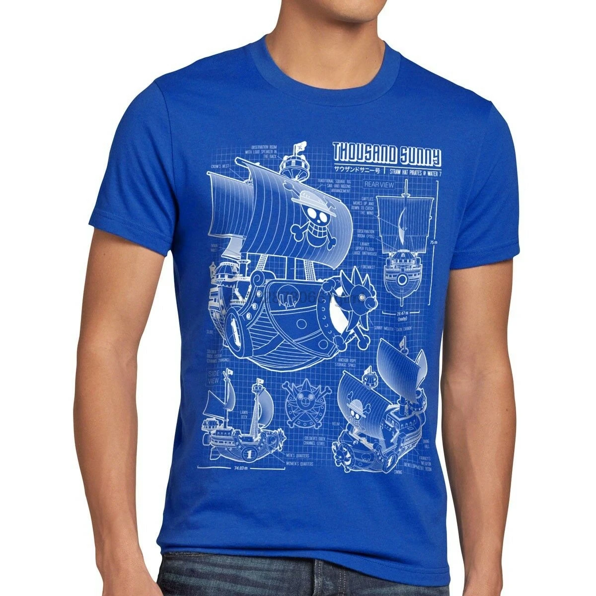 Таузенд Санни Мужская футболка соломенная шляпа Луффи пират Piece лампа Аниме