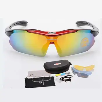 

ROBESBON Outdoor Sports UV400 Sunglasses 5 Lens PC Bicycle Sports Men's Glasses Slim And Light Cycling Glasses Driving Climbing