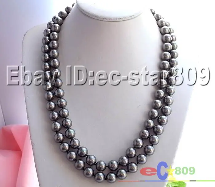 gray D0127 длинное 5" 12 мм жемчужное ожерелье из жемчуга SOUTHSEA SHELL - Цвет камня: gray
