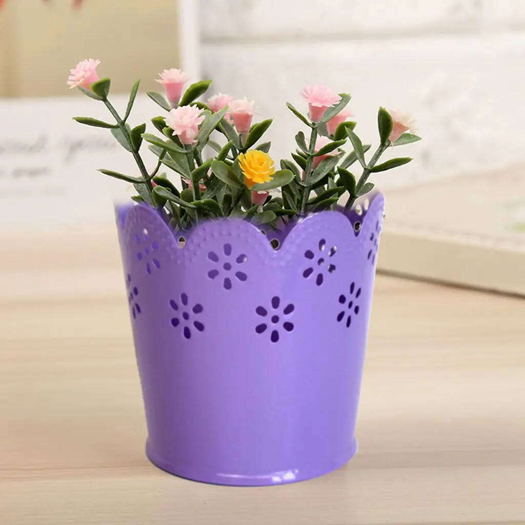 Hollow Flower Basket Holder Container Desktop Organizer Makeup Barrels Bucket