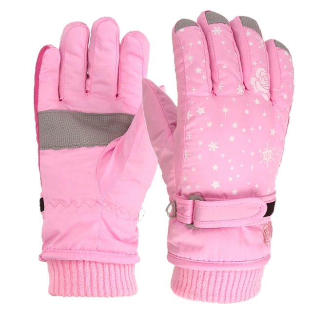 1 Pair Baby Girls Winter Thicken Warm Gloves Windproof Children Skiing Cycling Gloves for Kids Outdoor Sports Mittens 3