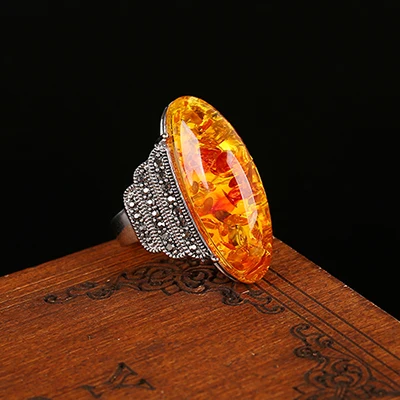 Yellow KCALOE, античное серебряное кольцо с Зелеными камнями, красный оникс, желтый натуральный камень, кольца, черные стразы, Винтажные Ювелирные Изделия - Цвет основного камня: Yellow
