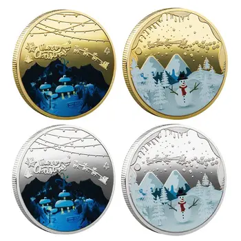 

2020 Merry Christmas Snowman Coins Gold Silver Plated Coin Collection Souvenir Challenge Metal Art Happy New Year Gift New