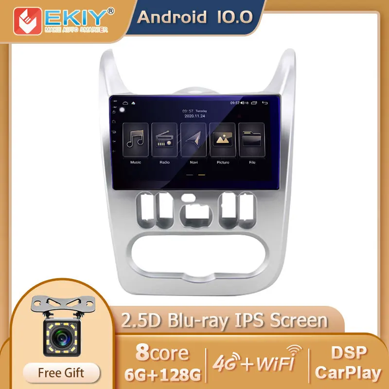 EKIY DSP Android Car Radio DVD For Renault Logan 1 Sandero 2009-2015 For Lada Largus Lergus 2012-2020 For Dacia Duster 2010-2017
