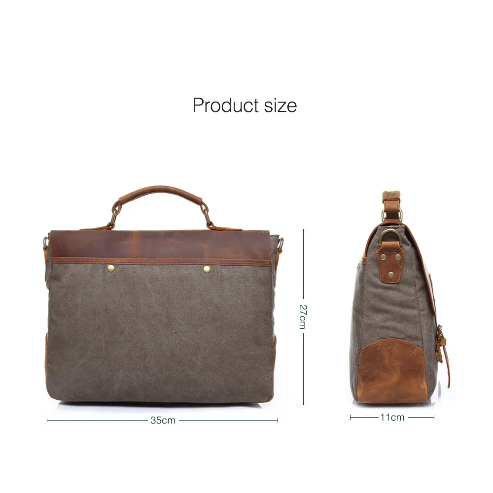 Винтажный кожаный+ холщовый мужской короткий чехол, деловая сумка, портфель, Мужская офисная сумка, мужской холщовый короткий чехол, чехол, Сумка для документов