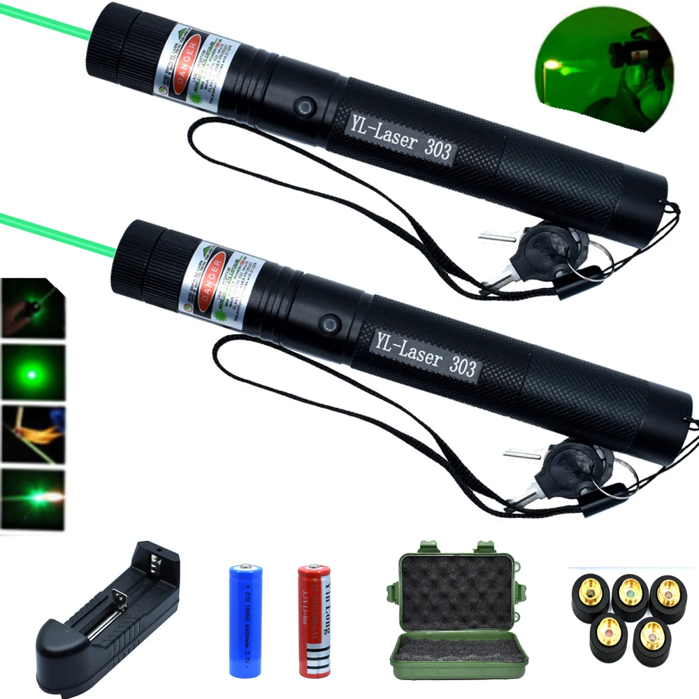 

Green Lasers pointer hight Powerful Laser Sight 1000m 532nm 5mw device Adjustable Focus Lazer 303 laser torch set