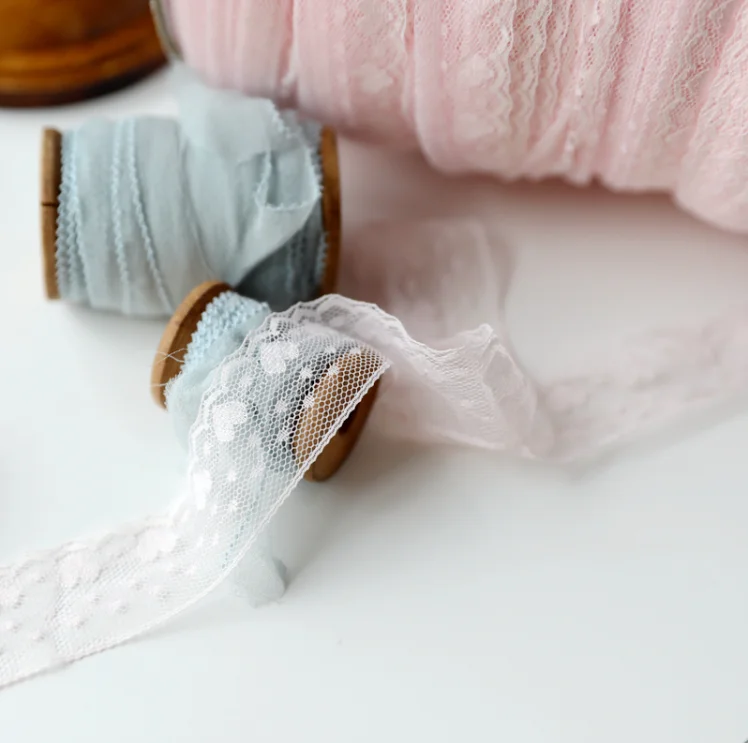 Lace Fabric lace ribbon 4 Meters/lot 2.7cm Venise Light Pink Elastic Lace Trim For Wedding Bridal Garment Underwear Bra