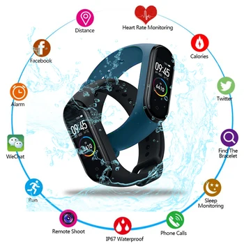 

M3 Plus Smart Bracelet Sports Fitness Waterproof Bluetooth Bracelet Heart Rate and Blood Pressure Detection Pedometer Bracelet