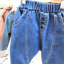 Г. Весенне-осенние новые стильные детские джинсы в Корейском стиле для мальчиков; модные повседневные шаровары