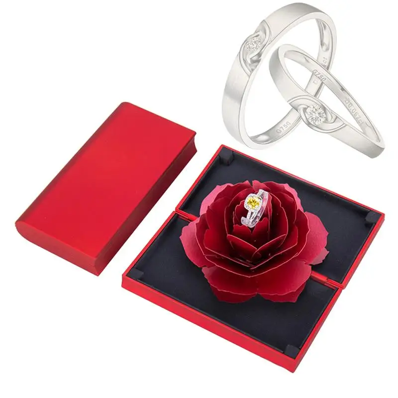 

2019 New Romantic Wedding Ring Box Creative Rotating Rising Rose Engagement Ring Box Jewelry Ring Boxs Jewelry Ring Display