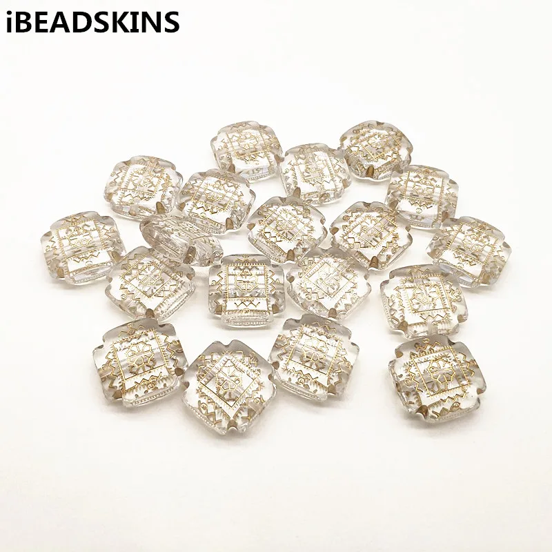 

New arrival! 22mm 140pcs clear with gold stripe square-shape beads for Earrings accessories parts,hand Made Jewelry DIY