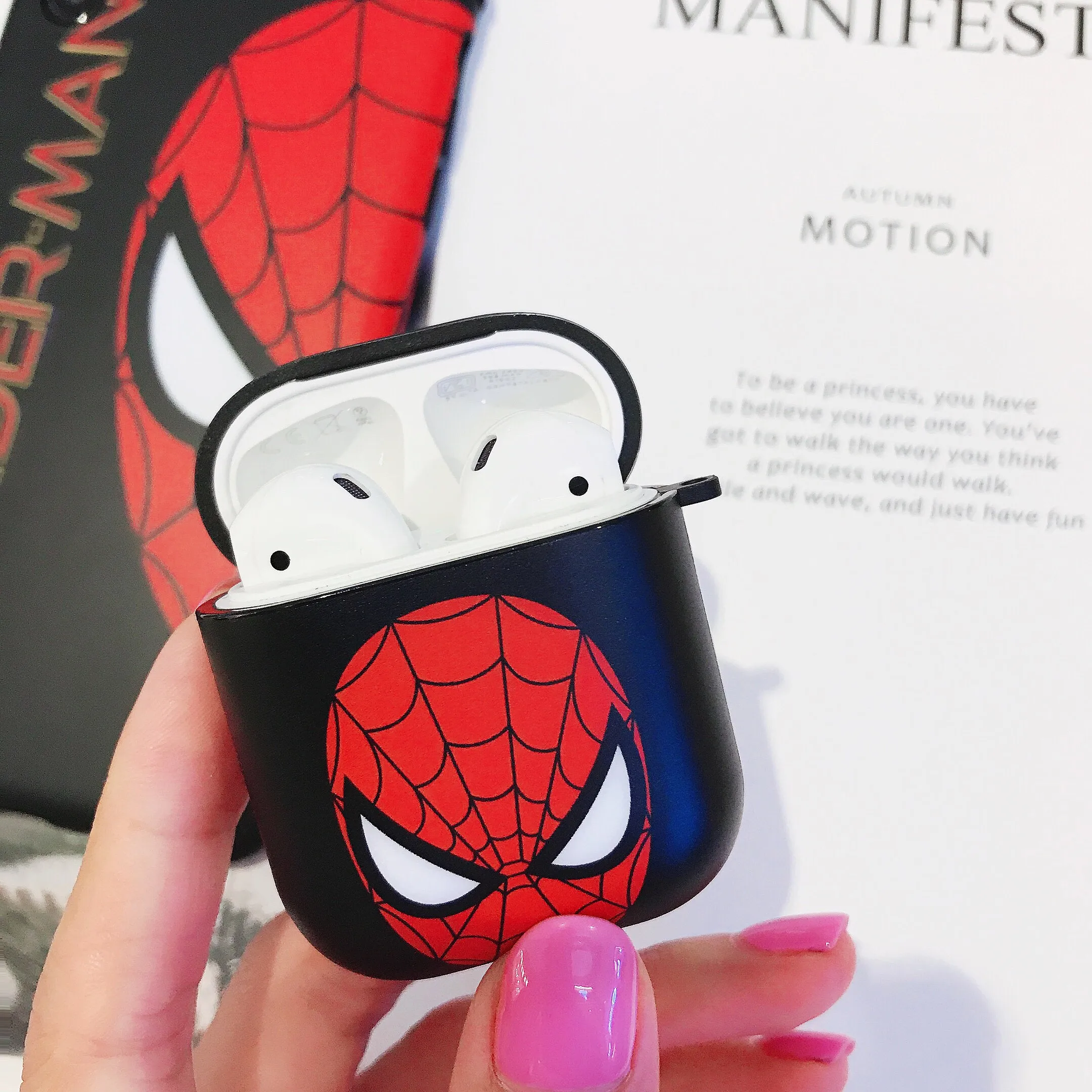 Для Apple AirPods Bluetooth беспроводные наушники герой Marvel Железный человек Человек-паук чехол для Air Pods 1 2 крышки зарядных ящики