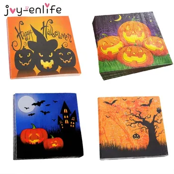 

33*33cm Halloween Decoration for Home Pumpkin Paper Napkins Bat Skull String Lights Happy Halloween Eve Hanging Horror supplies