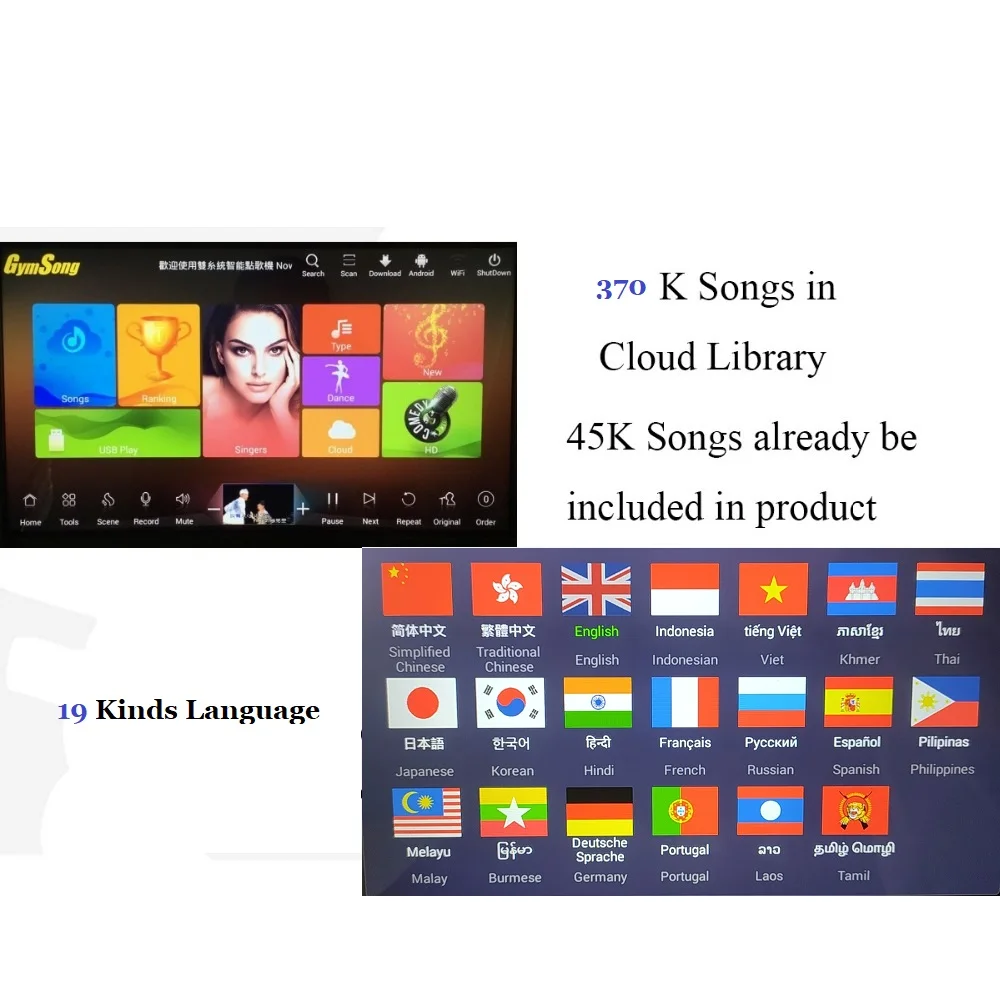 GymSong 18," Android Linux Встроенный 6 ТБ HDD включает 100K караоке песни караоке машина набор