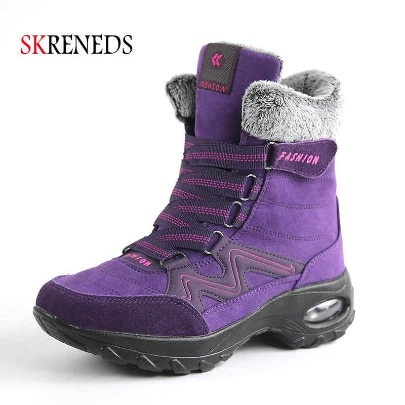 SKRENEDS; новые женские ботинки; зимние ботинки из высококачественной кожи и замши; женские теплые водонепроницаемые зимние ботинки; Botas mujer