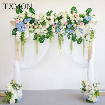 

Wedding decoration flower wall prop arch shelf artificial silk rose flowers leaf background flower row home wedding arrangement