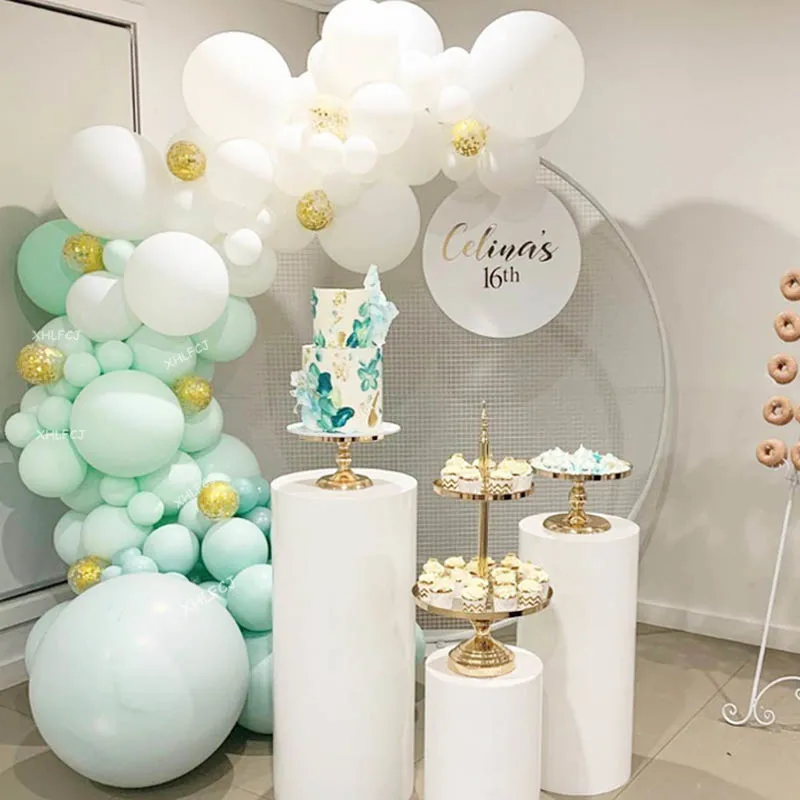 120pcs Macaron Mint White Balloon Arch Gold confetti Wedding Birthday Party Decorations Kids Adult Latex Baby Shower balloons | Дом и сад