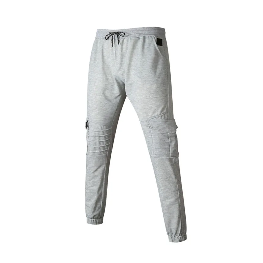 Gray KLV мужские s брюки мужские сплайсинговые градиентные Комбинезоны повседневные спортивные брюки рабочие повседневные брюки Брюки Модные брюки с боковыми карманами - Цвет: Gray