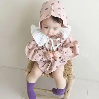 

Summer Sweet Girls Bodysuit Newborn Baby Bodysuit Toddler Clothing Cotton Jumpsuit+hat Clothes Outfit 0-24M