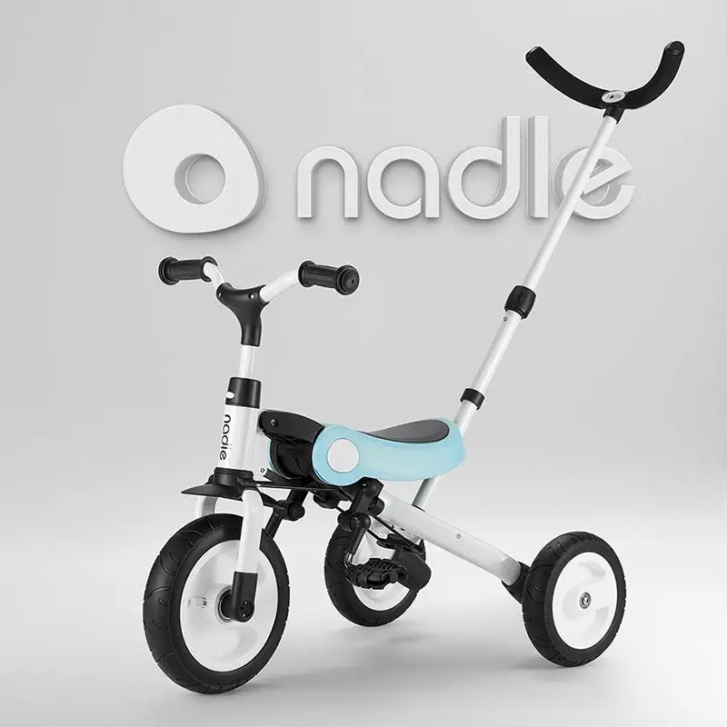 Детский трехколесный велосипед для детей 1-3-6 лет, складной светильник - Цвет: blue