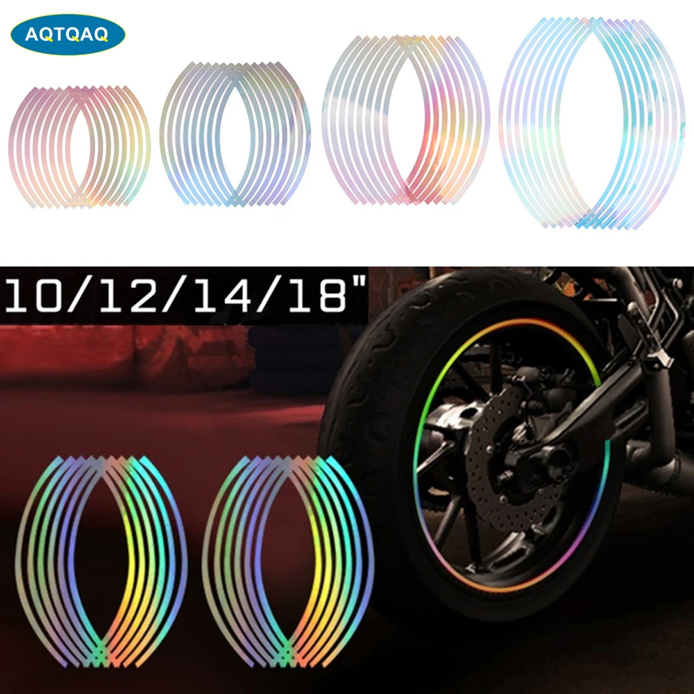 16 Strips Wheel Sticker Reflective Rim Stripe Tape Bike Motorcycle Car