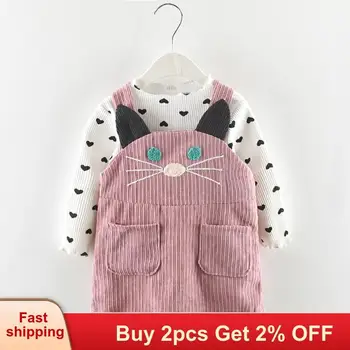 

Mayfair Cabin Autumn Princess Kids Girls Dress Autumn Cat Print Long Sleeve Cartoon Baby Girls Party Dresses Children Clothes