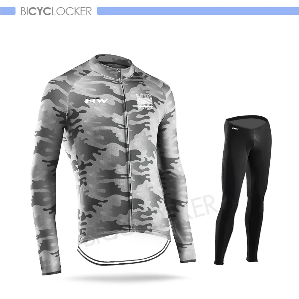 Комплект одежды с длинными рукавами для велоспорта, осенняя камуфляжная модная спортивная одежда, гоночная одежда, дышащая быстросохнущая одежда для велосипеда - Цвет: Normal Cycling Set