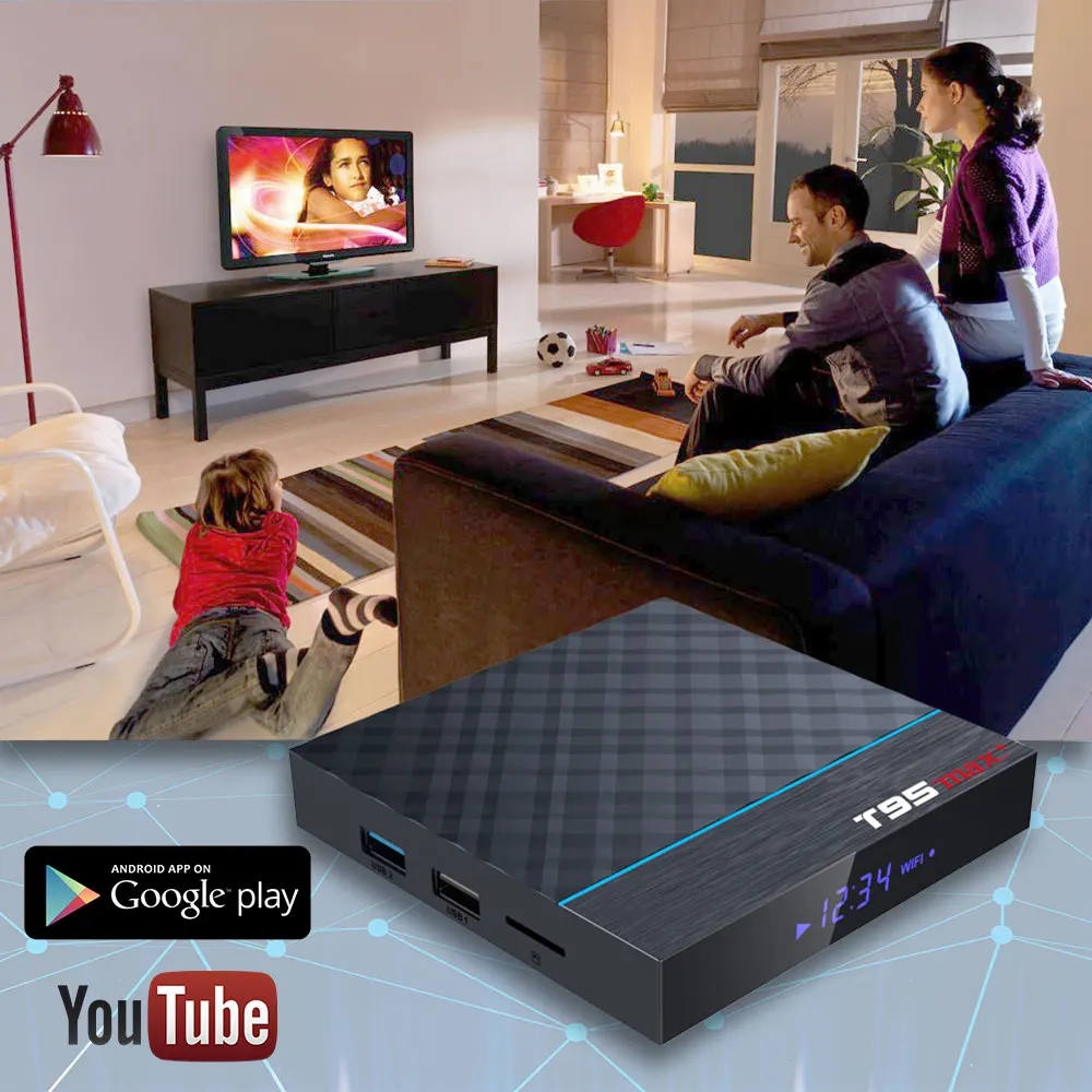 Amlogic S905X3 set top tv BOX Android 9,0 ТВ коробка T95 MAX+ Wi-Fi роутер для Media Player ТВ коробка голосовой помощник 4 Гб 64 Гб оперативной памяти, 32 Гб встроенной памяти