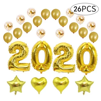 

Besegad 26pcs Gold 2020 Balloons Decoration Banner Foil Mylar Balloons Confetti Balloon for New Year Grad Event Graduation Party