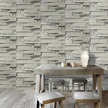 

Wall Paper or Self Adhesive Shelf Paper 3D Faux Textured Stone Wall Look Waterproof HYD88