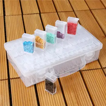 

28/64 Slots Bottles Diamond Painting Storage Box Container Plastic Rhinestone Holder Storage Accessories Daimond Painting Box
