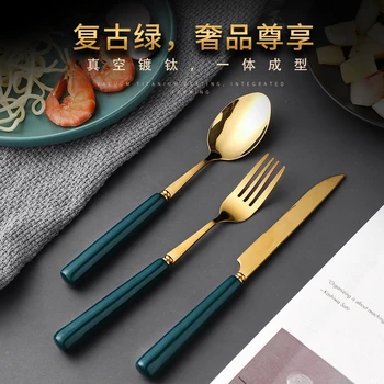 

Camping Dinnerware Set Cutlery 304 Stainless Steel Kitchen Tableware Include Knife Cuberteria Travel Dinnerware Sets BY50CT
