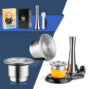 

iCafilas For Cafeteira Expresso Nespresso inissia 19 bar Refillable Coffee Capsule Pod Stainless Steel and Tamper Wholesale