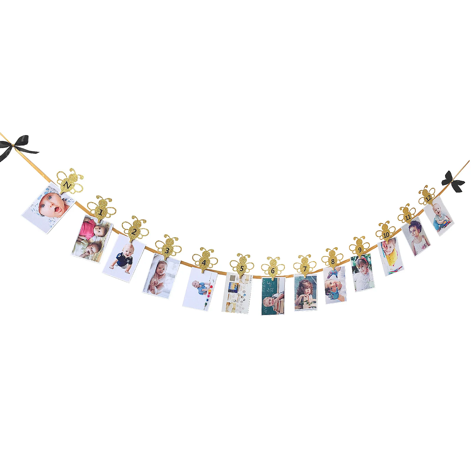 

1set Bee Confetti Photo Frame &Photo Banner with Clip for Baby Shower Birthday Wedding Party Decorations
