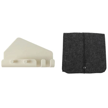 

Wool Fiber Power Bank Storage Bag Mini Sofe Felt Pouch Black with New Design Mobile Phone Wall Charging Holder Stand