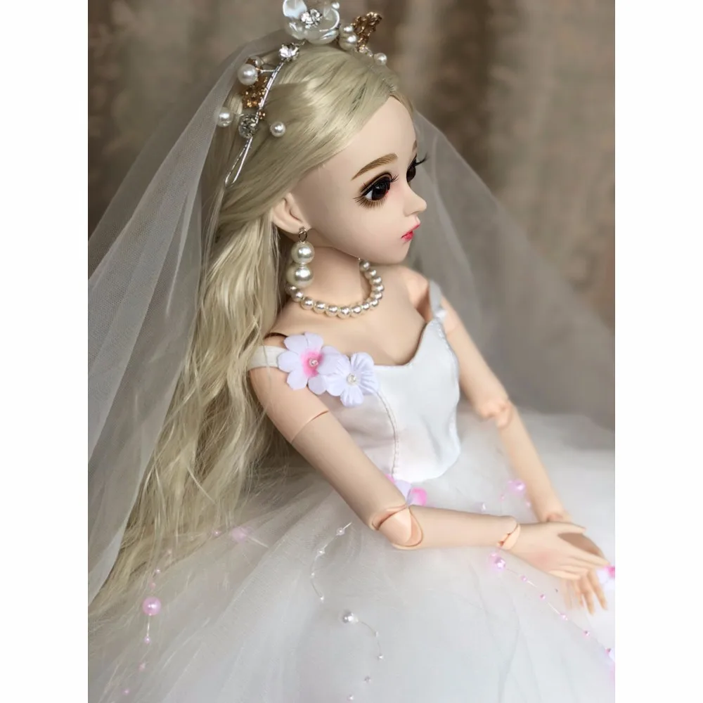 BJD 60 см Reborn кукла игрушки 1/3 светлые волосы с белым свадебное платье ручной работы