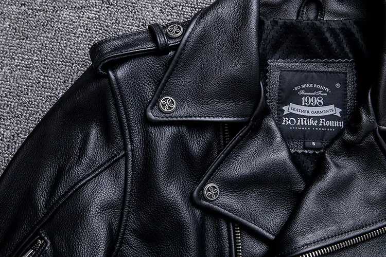 Seveyfan Черная куртка из натуральной яловой кожи, мужская Тонкая байкерская куртка из натуральной кожи на молнии, Мужская байкерская куртка R3056