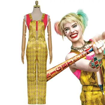 

DC NEW Birds of Prey Harley Quinn clown cosplay costume Suicide Squad Joker Jumpsuit vest one set uniform Halloween costume