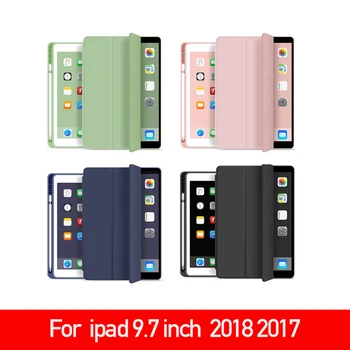 

PU Leather Smart Cover for IPad 9.7 Inch 2018 2017 Case with Pencil Holder Slim Tri-fold Smart Cover Have Wake Up Sleep